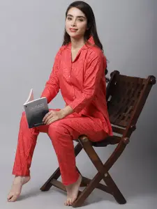 Boston Club Women Orange Rayon Printed Night suit BC-97-orang-LT