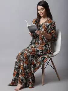 Boston Club White Printed Maxi Kaftan Nightdress