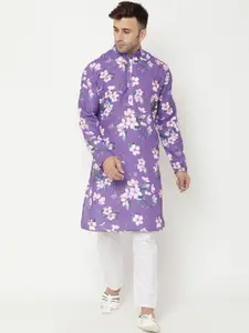Hangup Men Floral Printed Kurta with Pyjamas