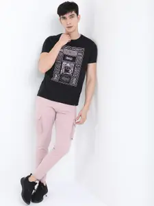 HIGHLANDER Men Black Printed Slim Fit T-shirt