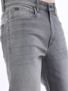 KETCH Men Grey Tapered Fit Heavy Fade Cotton Stretchable Jeans