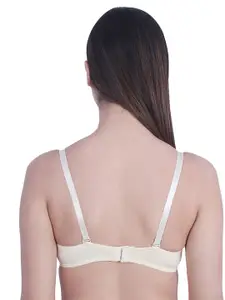 BRACHY Women Beige & Orange Floral Underwired Lightly Padded Pushup T-Shirt Bra
