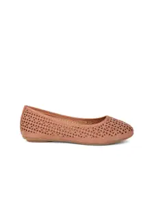 Bata Women Textured Ballerinas with Laser Cuts Flats