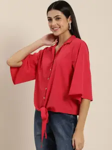 encore by INVICTUS Women Solid Casual Shirt With Tie-Up details