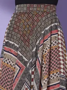 KASSUALLY Women Printed Asymmetric Flared Skirt