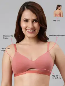 Enamor Padded Non-Wired Medium Coverage Soft Cups and Invisi Neckline Cotton T-Shirt Bra