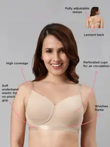 Enamor Padded Non-Wired Full Coverage Fab Cool Technology Antimicrobial T-Shirt Bra