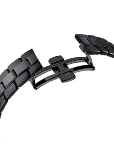 SWAROVSKI Women Black Dial & Black Leather Straps Analogue Watch 5610472-Black