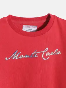 Monte Carlo Girls Red Brand Logo Printed Sweatshirt