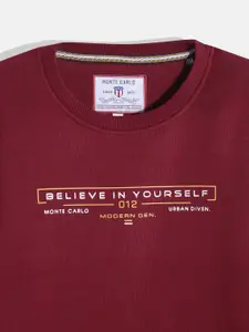 Monte Carlo Boys Maroon Typography Printed Sweatshirt