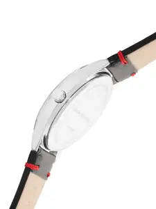 French Connection Men Black Dial & Black Leather Straps Analogue Watch - FC158B