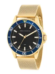 French Connection Men Black Dial & Gold Toned Straps Analogue Watch