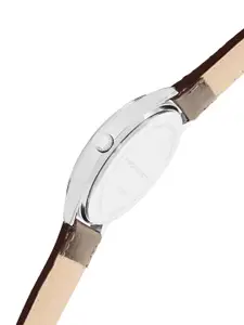 French Connection Men Silver-Toned Dial & Brown Leather Straps Analogue Watch