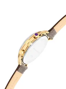 French Connection Men Silver-Toned Dial & Brown Leather Straps Analogue Watch- FCP33BRL-G