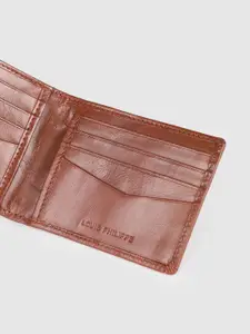 Louis Philippe Men Tan Brown Solid Leather Two Fold Wallet