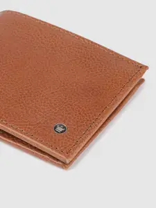 Louis Philippe Men Tan Brown Solid Leather Two Fold Wallet