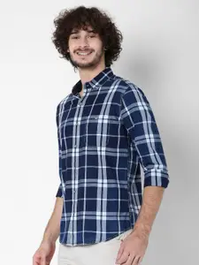 Mufti Men Plus Size Classic Tartan Checks Slim Fit Pure Cotton Casual Shirt