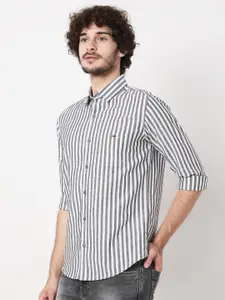 Mufti Men Plus Size Classic Slim Fit Striped Casual Shirt