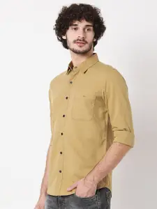 Mufti Men Khaki Classic Slim Fit Casual Shirt