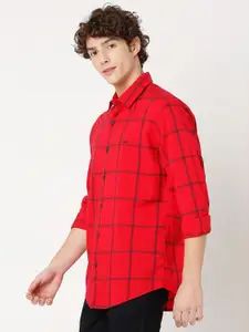 Mufti Men Classic Slim Fit Windowpane Checks Checked Casual Shirt