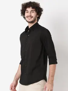 Mufti Men Black Classic Slim Fit Casual Shirt