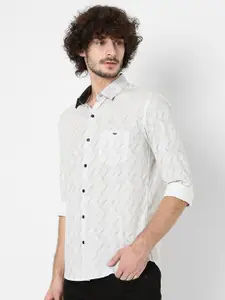 Mufti Plus Size Men Classic Slim Fit Printed Cotton Casual Shirt