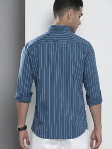 The Indian Garage Co Men Blue Striped Casual Shirt