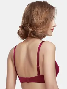 Dazzle Maroon Non Wired Lightly Padded Medium Coverage Seamless T Shirt Bra