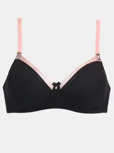 Dazzle Women Black & Peach-Coloured Lightly Padded Bra