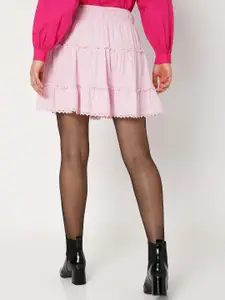 Vero Moda Women Solid A-line Flared Mini Skirts