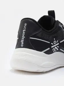 CULT Men Black And White Mesh Lace Up Running Shoes