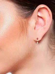 Efulgenz Pink Gold-Plated Teardrop Shaped Drop Earrings