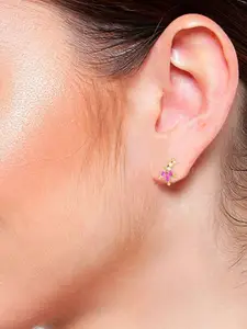 Efulgenz Women Gold-Plated Floral Studs Earrings