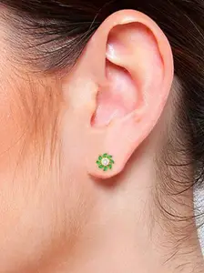 Efulgenz Green Floral Studs Earrings