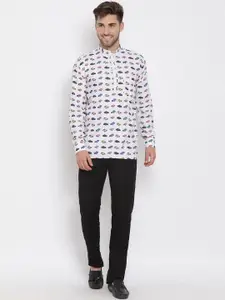 hangup trend Men Printed Linen Kurta with Pyjamas