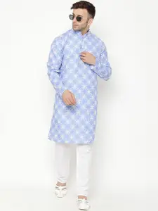 hangup trend Men Blue Printed Kurta With Pyjamas