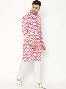 hangup trend Men White Printed Kurta with Pyjamas