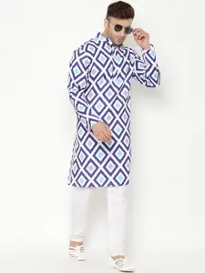 hangup trend Men Blue Printed Kurta with Pyjamas