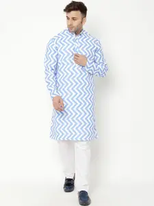 hangup trend Men Blue Printed Kurta with Pyjamas