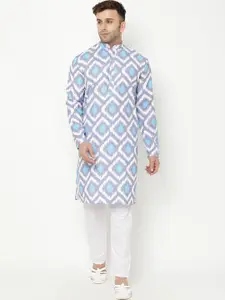 hangup trend Men Blue Printed Kurta with Pyjamas