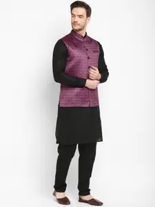 hangup trend Men Black Linen Pathani Kurta with Pyjama