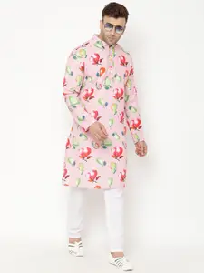 hangup trend Men Floral Printed Kurta with Pyjamas