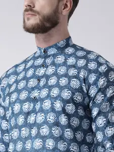 hangup trend Men White Printed Pure Cotton Kurta with Pyjamas