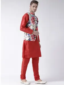 hangup trend Men White Floral Kurta with Pyjamas