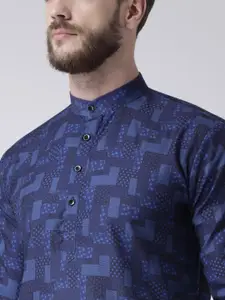 hangup trend Men Blue Printed Pure Cotton Kurta with Pyjama
