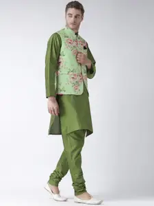 hangup trend Men Green Kurta with Churidar & Waistcoat