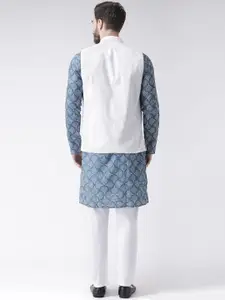 hangup trend Men White Printed Pure Cotton Kurta with Pyjama