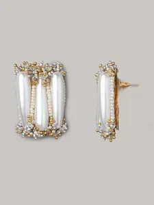 D'oro Gold-Plated Pearls Contemporary Drop Earrings