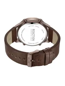 REACTION KENNETH COLE Men Leather Textured Strap Digital Watch KRWGD2191105