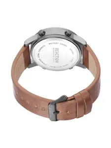 REACTION KENNETH COLE Men Leather Textured Strap Digital Watch KRWGD9006401